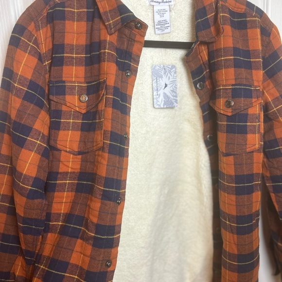 Tommy Bahama Boys Plaid Flannel Shacket Fleece Lined Snap Front NEW Size XXL 16 - Picture 7 of 7
